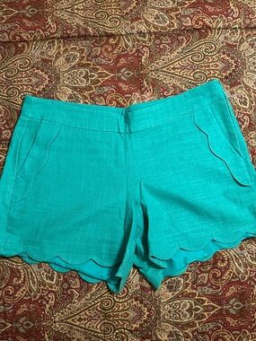 Cynthia Rowley Turquoise Scalloped Hem Shorts